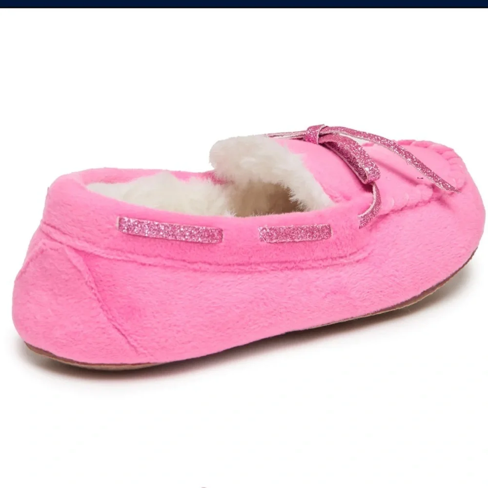 Laura Ashley Girls Soft Moccasin with Faux Fur Lining